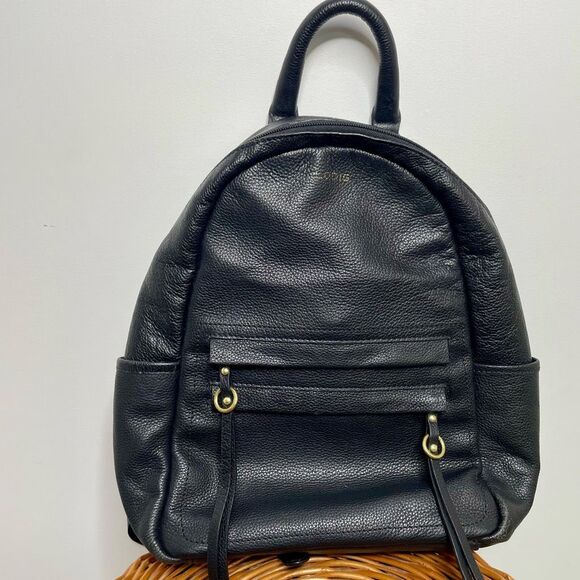 Lodis Abby Black Backpack Womens Bag Purse 100% Leather Pebbled Zip Closure - Picture 9 of 9